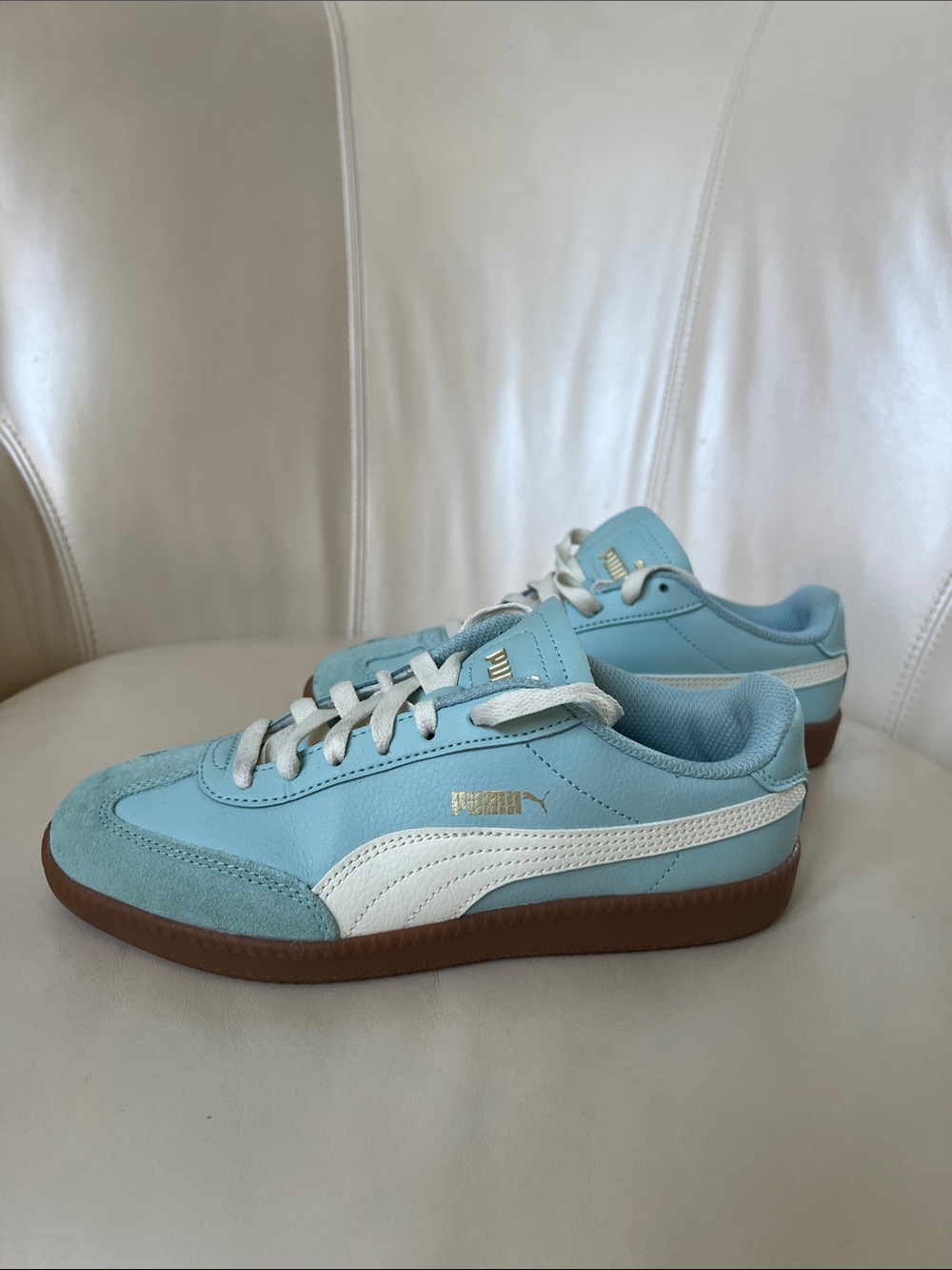 Puma  Blue and White Low-Top Sneakers